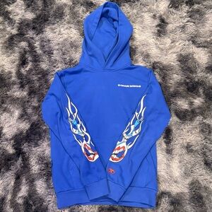 Chrome Hearts Blue Hoodie with Graphic Sleeves